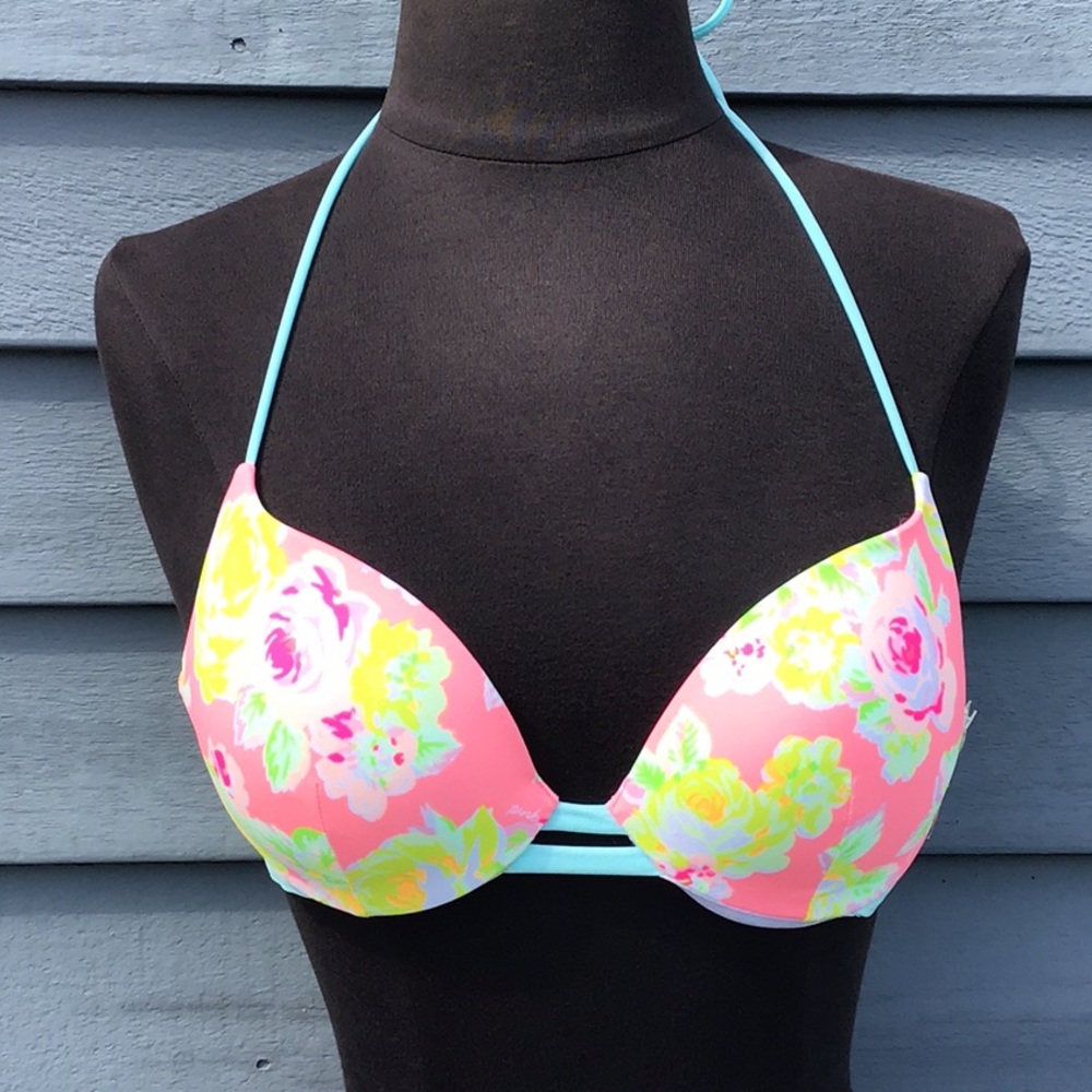 PINK Victoria’s Secret Push Up Floral Bikini Top S